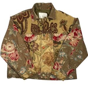 Vintage Women's Patchwork Tapestry Jacket Collared Cropped My Boyfriend's Back L
